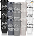 Pickmesh 15 Pcs Employee Appreciation Gifts Bulk 16 oz Plastic Tumblers with Lids Graduation Teacher Appreciation Gifts Reusable Coffee Cups for Staff Volunteer Coworker Team (Morandi Color)