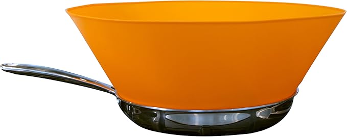 Frywall Splatter screen alternative 10" - stops grease splatter without trapping steam - continuous access - dishwasher safe - compact storage (Orange)