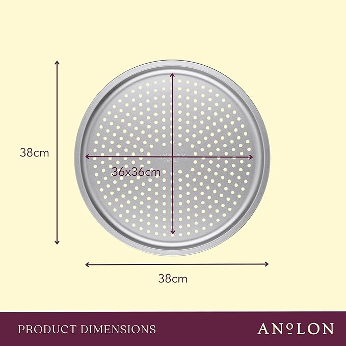 Anolon Pro-Bake Aluminized Steel Bakeware Perforated Pizza Pan, 14 Inch - Silver