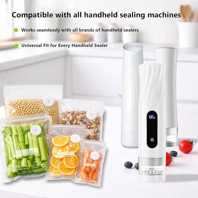 Reusable Vacuum Sealer Bags for Food – 30 Pack 10.2 * 11 Inches, Leak-Proof & BPA-Free, Includes 3 Free Bag Clips, Ideal for Food Storage, Freezer & Handheld Vacuum Sealer Compatible | Leak-Proof