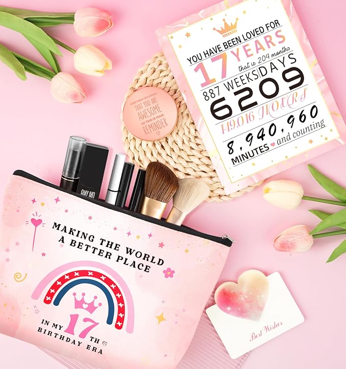 17th Birthday Gifts for Girls 17 Year Old Girl Birthday Gifts, Unique 17th Birthday Gifts for Daughter, Niece, Granddaughter, Girlfirend, Her, 17 & Fabulous Cool 17 Decorations