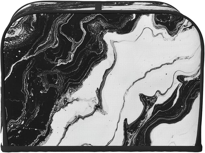 Toaster Cover 4 Slice Marble Black White Liquid Abstract Kitchen Small Appliance Covers with Pockets Dust and Fingerprint Protection