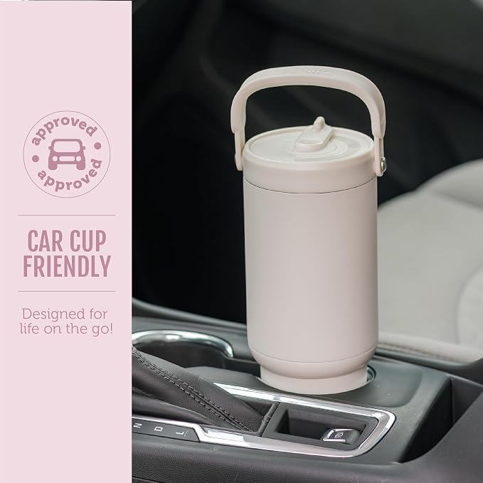 Ello Oasis Go+ 26oz Tumbler with Top Handle and Retracting Straw | Reusable Insulated Stainless Steel Cup, 100% Leakproof Water Bottle, 24 Hours Cold, Cup Holder Friendly For Travel | Pink Gingham