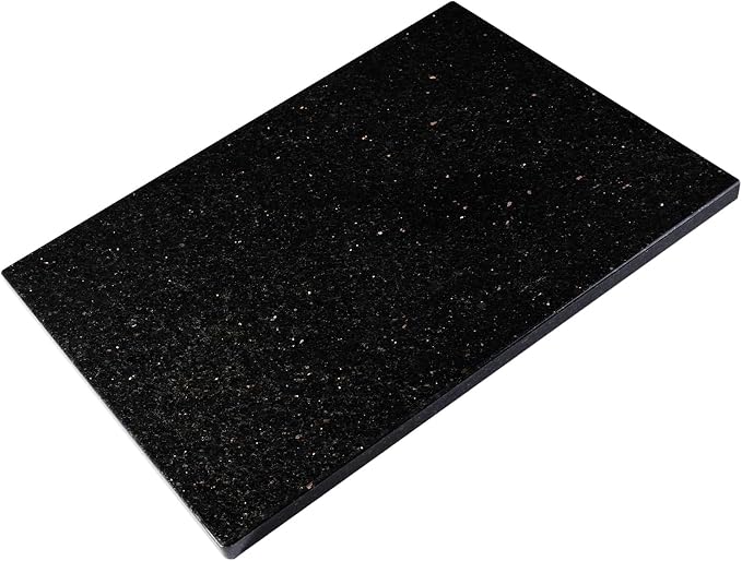 Koville Granite Cutting Board for Kitchen, 12x8 Inches Stone Slab Pastry Cheese Board, Rectangular Serving Tray for Bathroom Countertop, Marble Vanity Tray for Jewelry Cosmetics Perfume (Black Galaxy)