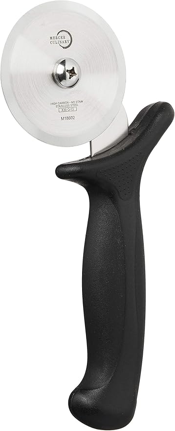 Mercer Culinary Millennia Pizza Cutter with Black Handle, 2.75 Inch Wheel, Stainless Steel