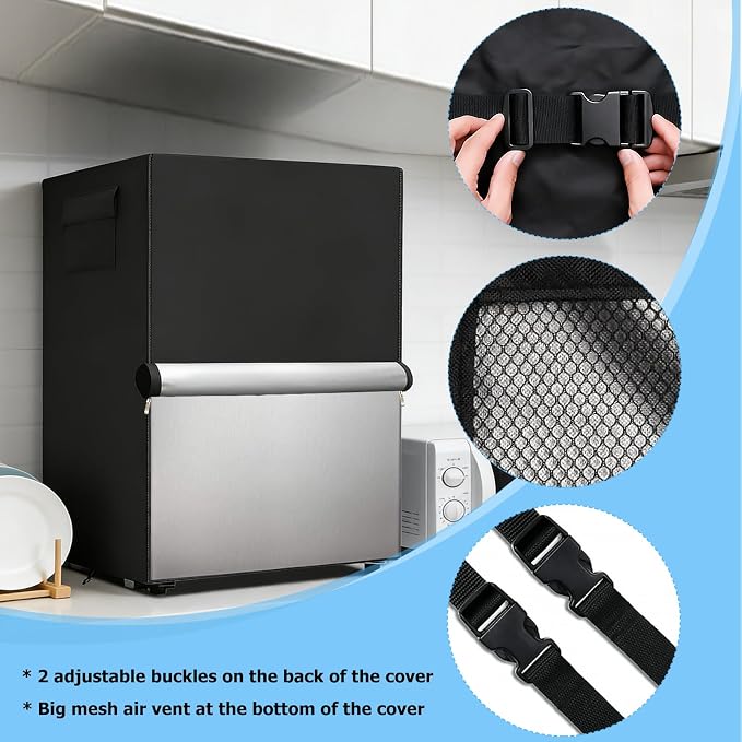 Outdoor Refrigerator Cover,600D Heavy Duty 100% Waterproof Upright Freezer Cover,Outside Stand Up Fridge Covers.Front Can Be Rolled-Up by Zippers.(Black,22" W x 23" D x 34" H)