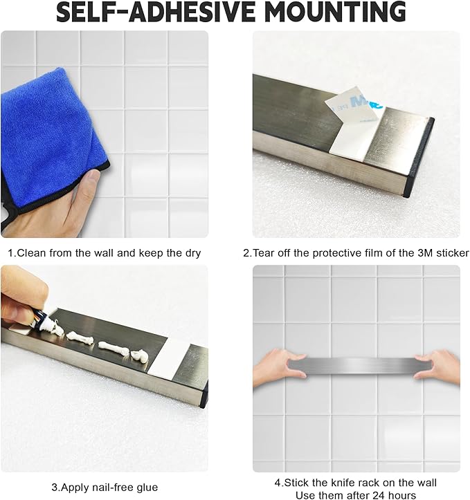 Magnetic Knife Strips, Magnetic Knife Holder for Wall 10.5 Inch, Stainless Steel Magnetic Strip Use as Knife Bar, Knife Holder for Kitchen Utensil Organizer