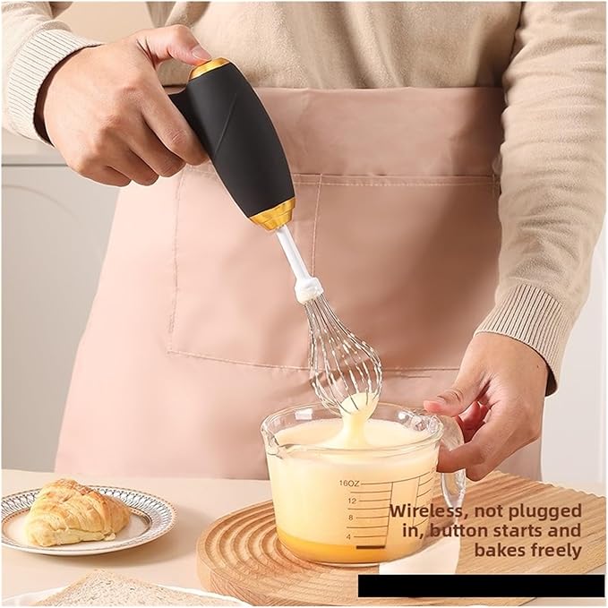 6-in-1 Electric Mixer with Milk Frother: Handheld Egg Beater, Portable Powered Mixer for Coffee, Baking, Cake Cream & Kitchen Batter Mixing