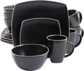 Gibson Home Soho Lounge Dinnerware Set, Service for 4 (16pcs), Matte Black