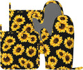 Pretty Sunflower Stylish Oven Mitts and Pot Holders Sets of 4, Heat Resistant Silicone Oven Mittens and Potholders Gloves Hot Pads for Kitchen Cooking Baking Grilling BBQ Chef