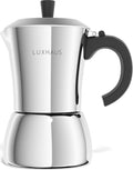 LuxHaus 9 Cup Moka Pot (2oz each cup - 18oz total) Stovetop Espresso Maker - Stainless Steel Italian and Cuban Mocha Coffee Maker