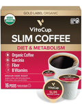 VitaCup Slim Organic Coffee Pods, Diet Support with Ginseng, Garcinia, B Vitamins, Bold Medium Dark Roast, Single Serve Pod, Compatible with Keurig K-Cup Brewers,16 Ct