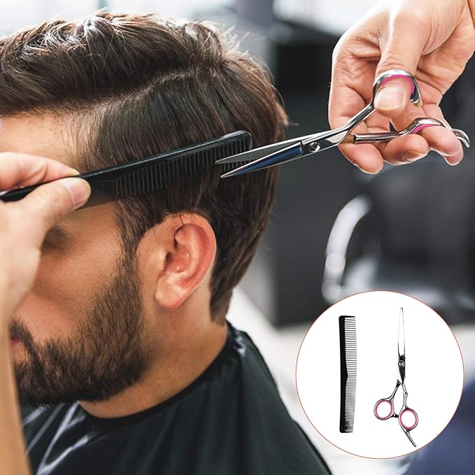 Sirabe 9 PCS Hair Cutting Scissors Thinning Shears Kit, Professional Haircut Scissors Set, Barber Hairdressing Texturizing Shears Tools for Salon Home Men Women Kids Adults Pet