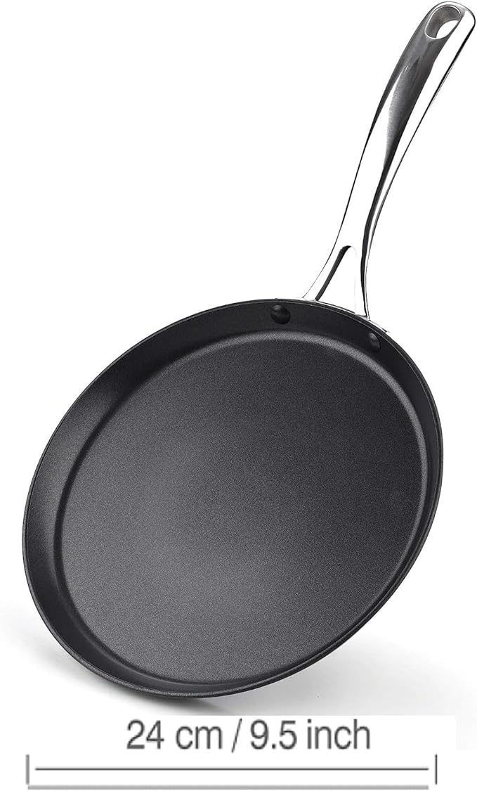Cooks Standard Nonstick Hard Anodized 9.5-inch 24cm Crepe Griddle Pan, Black