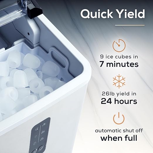 Igloo Automatic Ice Maker, Self- Cleaning, Countertop Size, 26 Pounds in 24 Hours, 9 Large or Small Ice Cubes in 7 Minutes, LED Control Panel, Scoop Included, Perfect for Water Bottles, Mixed Drinks
