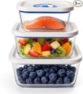 PARAPOINT Vacuum Seal Borosilicate Glass Containers for Food Storage, 3 Sizes (S M L) Compatible with Desktop and Handheld Vacuum Sealer Machines, Airtight Lid Set