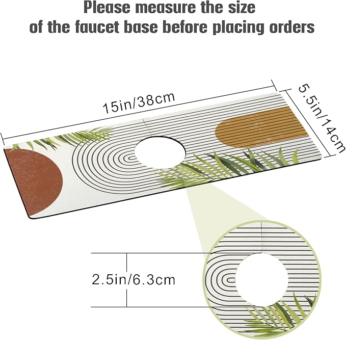 Sink Faucet Absorbing Mat, 2 Pack Drying Mat Around Faucet Sink Splash Guard Behind Faucet Sinkmat For Kitchen Bathroom Island Rv 15 * 5.5 Inch (38 * 14 cm)
