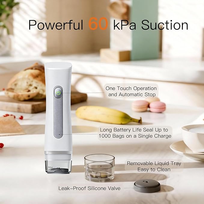 MegaWise Portable Vacuum Sealer for Food Storage, Handheld Vacuum Sealer Machine with 30 Reusable Bags, Compact & Powerful Food Saver for Home and Travel