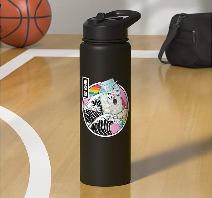 Surfing Milk Carton Kanagawa Wave Japan Anime Vaporwave Stainless Steel Insulated Water Bottle