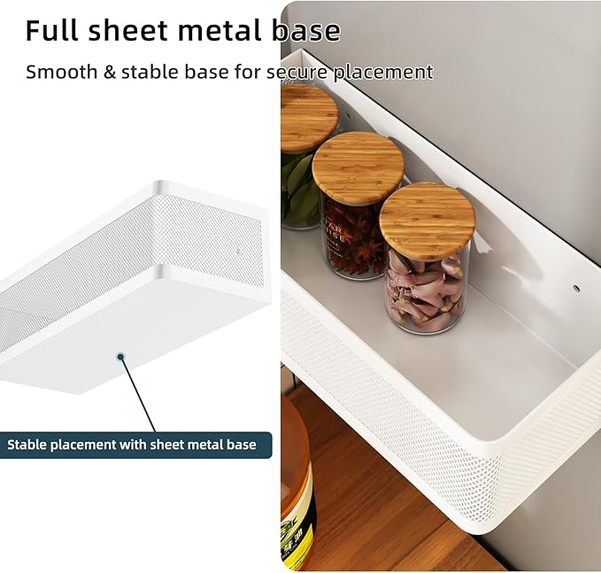 2 Pack Magnetic Shelves for Washing Machine, White Metal Magnetic Storage Baskets, Space-Saving Strong Hold Organizer for Laundry Room, Refrigerator, Bathroom, Kitchen, Pantry, Utility Room
