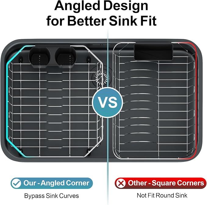 GSlife Small in Sink Dish Drying Rack - Stainless Steel Compact Dish Drainer for RV Kitchen Apartment Sink, Rust Resistant Inside Sink Rack, 1–2 Person Households, 11.6" W x 13.4" L, Silver