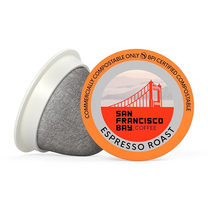 San Francisco Bay K-Cup Coffee Pods, Espresso Roast (120 ct), Medium-Dark Roast, Commercially Compostable Single-Serve Coffee Pods