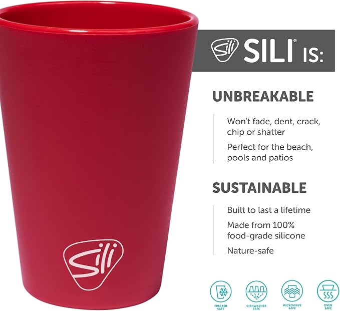 Silipint 1.5oz Silicone Shot Glasses – Pack of 2 Unbreakable, BPA-Free, Non-Toxic, Dishwasher & Freezer Safe Cups – Colored Shot Glasses for Cold Beverages, Cocktails, Travel, Party (Classic Red)