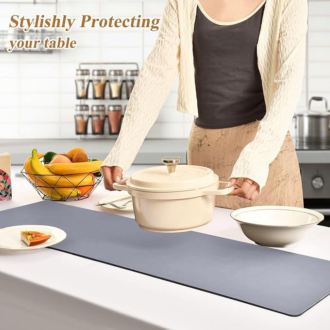Purplish Grey Trivet Table Runner for Kitchen Countertops Hot Pots Pans Heat Resistance Pot Holders Anti-Slip Hot Pad Mats 11.8 * 39.4 Inches