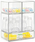 Bottle Storage Organizer Baby, Clear Stackable Storage Drawers Set for Baby Bottle, Beauty Supplies Storage, Ideal for Countertop, Vanity, Bathroom, Cabinet, Pantry Organization, 15.4" H, 5 Pack