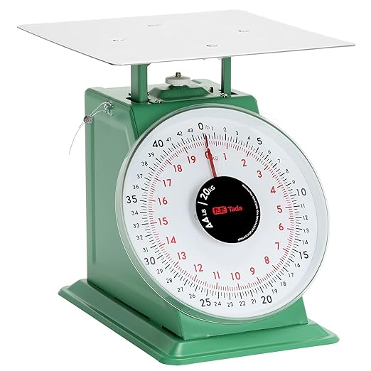 Tada 44lb / 20kg Heavy Duty Portion-Control Mechanical Kitchen and Food Scale Industrial Dial Scale with Stainless Steel Platform