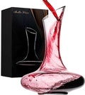 Large Elegant Red Wine Decanter Aerator Pourer - 100% Hand Blown Lead-Free Clear Crystal Glass - Wine Carafe Bottle, Wine Lovers Accessory Gift - 1600ml.