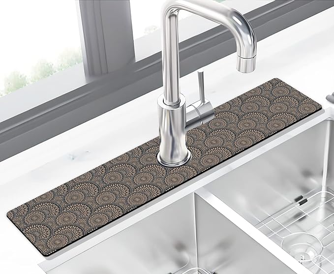 Kitchen Sink Splash Guard Faucet Mat -2 PC Super Absorbent Fast Drying Mat Sink Gadgets-Splash Guard Behind Faucet Drip Catcher for Kitchen(23.5" X 5.5" )