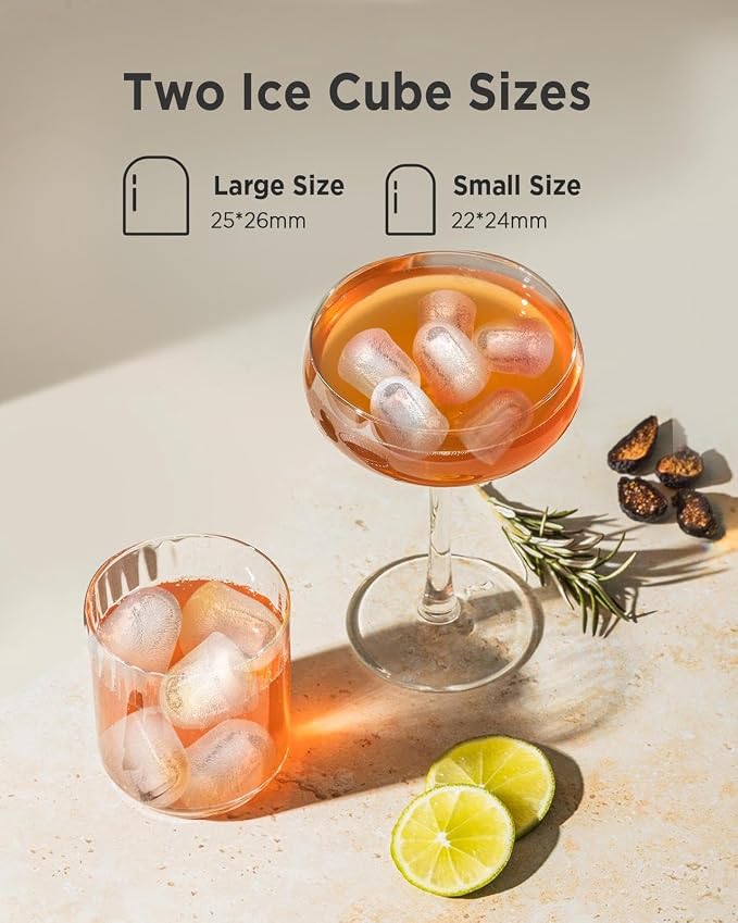 Totnz Countertop Ice Maker - Self-Cleaning Ice Machine, 26 Lbs in 24 Hrs, Compact Ice Makers with Ice Basket & Scoop, 2 Ice Sizes for Party/Dorm, Black