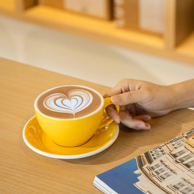 Loveramics 2 Set x 10 oz Latte Art Cup and Saucer (Yellow + Red)