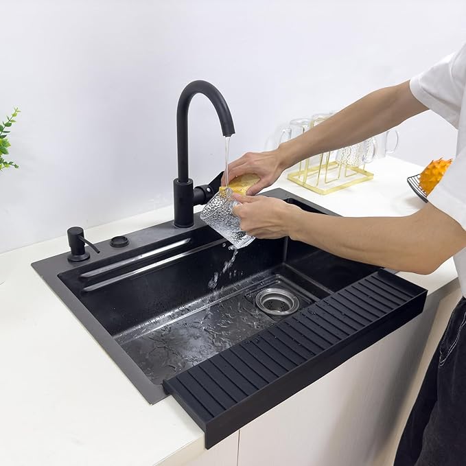 Silicone Sink Edge Protectors For Kitchen Sink Splash Guard, Kitchen Sink Splash Guard, Silicon Sink Protector For Granite,Quartz - Black