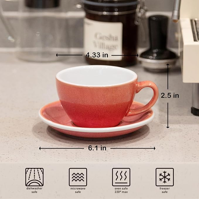 Loveramics 2 Set x 10 oz Latte Art Cup and Saucer (Ice Blue + Berry)