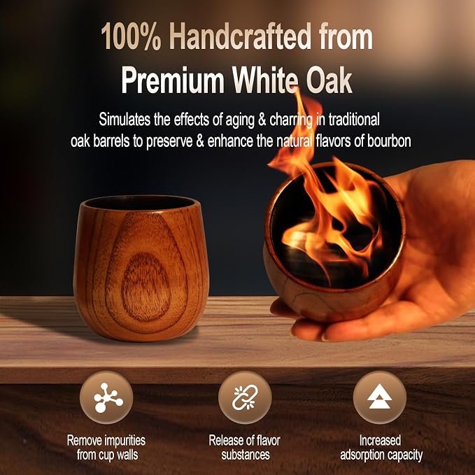 Charred Wooden Bourbon Drinking Glass, Bourbon Gifts for Men, Handcrafted Retirement Whiskey Glasses for Dad, Great Whiskey Gifts for Men, Perfect Presents for Boyfriend Father Friends, 2 Set Cube