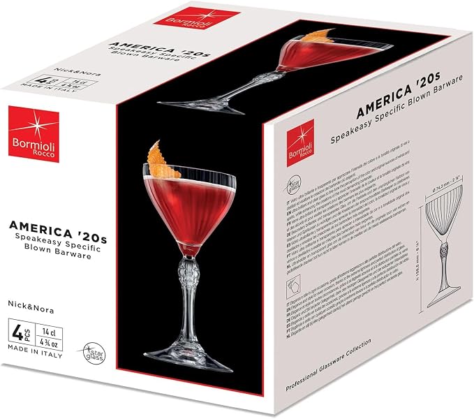 Bormioli Rocco America '20s 4.75 oz. Nick & Nora Martini Glasses, Clear, Set of 4