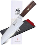 KYOKU 7 Inch Santoku Knife - Daimyo Series - Asian Knife Japanese Chef Knife with Ergonomic Rosewood Handle, & Mosaic Pin - Japanese Style 440C Stainless Steel Kitchen Knife with Sheath & Case