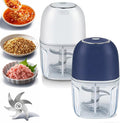 Electric Garlic Chopper Mini 350ml, USB Rechargeable Portable Veggie Chopper, Wireless Mini Food Processor with Stainless Steel Blades for Garlic, Onion, Nuts & Vegetables (Mix-2pc)