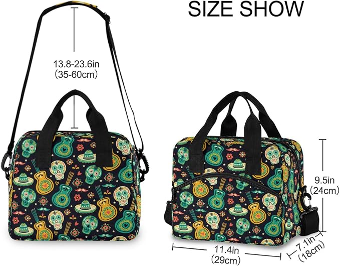 Cinco de Mayo Insulated Lunch Bag Reusable Lunch Tote Bag Cooler Bag for Women Men Adult Lunch Box with Adjustable Shoulder Strap Leakproof Lunch Bag for Work School Picnic Camping