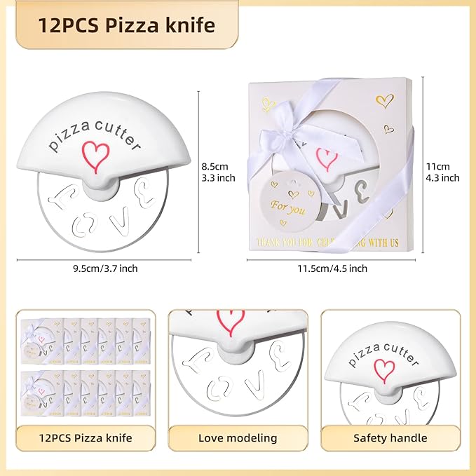 12 slice Pizza Cutter suitable for wedding gifts love used for baby showers and wedding gifts, bridal shower party gifts, souvenirs or decorations