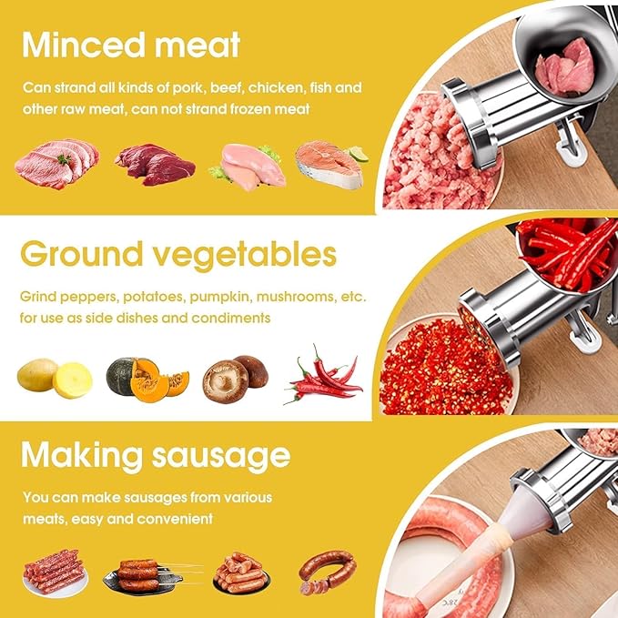 Meat Grinder Manual Mincer - Manual Meat Grinder Sausage Maker Table Mount Pork Mincer Sausage Stuffer Funnel Make Homemade Burger Patties Hand Operated Kitchen Tool-d1