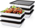 6 PCS Stainless Steel Food Storage Containers with lids,2.16 Inch Deep, 8x10 Inch Stainless Steel Oven plate, Metal Roasting Pan for Meal Prep、Meat, Rustproof & Heavy, Freezer & Dishwasher Safe