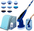 Electric Spin Scrubber & Wire Dishcloths 10 Pack Bundle – Cordless Power Scrubber 120 Min IPX7 Waterproof 8 Brush Heads + 10x10in Double-Layer Non-Scratch Reusable Cleaning Cloths