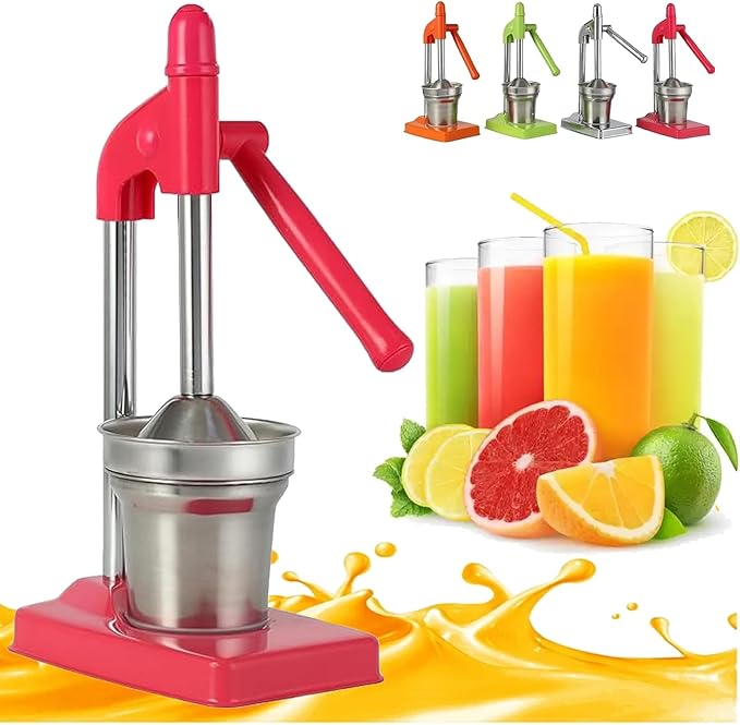 Cast Iron Juicer Hand Press, Heavy Duty Countertop Lime Citrus Crush, Self-Weighted Pressure Rod, Professional Heavy Duty Hand Press with Non Skid Cup Base for Home and Kitchen
