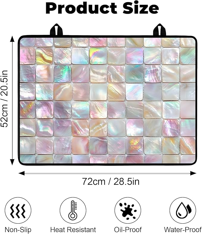 Heat-Resistant Glass Stove Top Cover with Anti-Slip Rubber Coating – Electric Stove Protector, Scratch-Resistant, Expands Counter Space, Stylish Kitchen Decor (Checked Pattern)