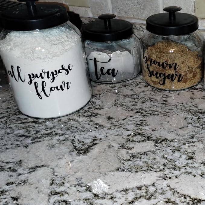 Hyperspace Glass Cookie Jar Food Container with Airtight Black Metal Lid, Medium, 3PCS