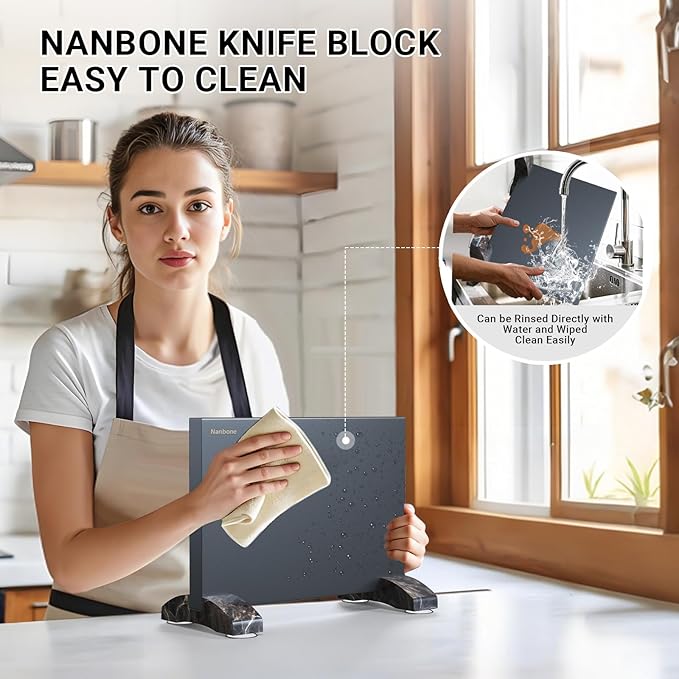 Black Magnetic Knife Block Stand Without Knives Black Double Sided Magnetic Knife Holder Rack for Kitchen Counter Stainless Steel Knife Magnetic Strip Display Stand Storage Organizer