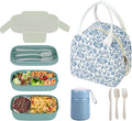 Bento Lunch Box Set for Women, with 12oz Soup Thermo, with Leak-Proof Food Containers, Insulated Lunch Bag for Girls for Travel Picnic
